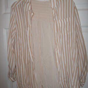 Jane + Delancey Beige & White Striped Top Women's Size Large